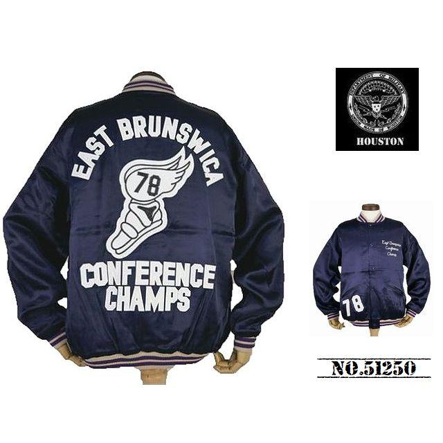 HOUSTON 刺繍＆ワッペンデザイン レーヨンアワードジャケット