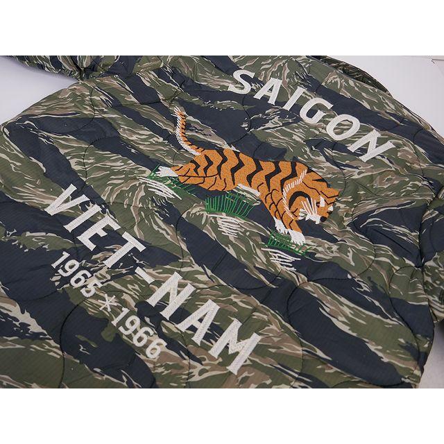 HOUSTON ベトジャン 虎 龍 刺繍 中綿入りジャケット カモフラ XL