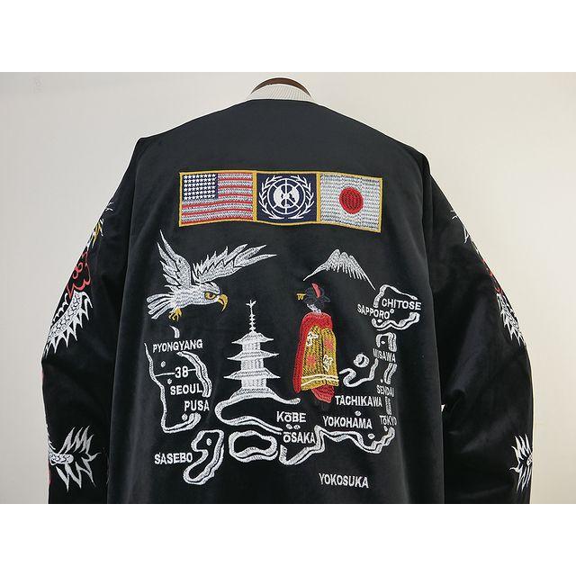 HOUSTON 別珍スカジャン NATIONAL FLAG BK XL HOUSTON 別珍