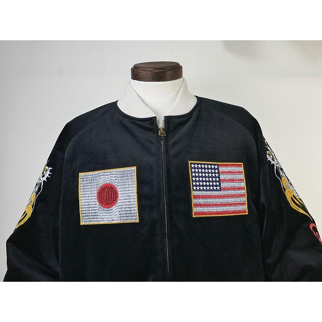 HOUSTON 別珍スカジャン NATIONAL FLAG BK XL HOUSTON 別珍スカジャン NATIONAL FLAG BK XL
