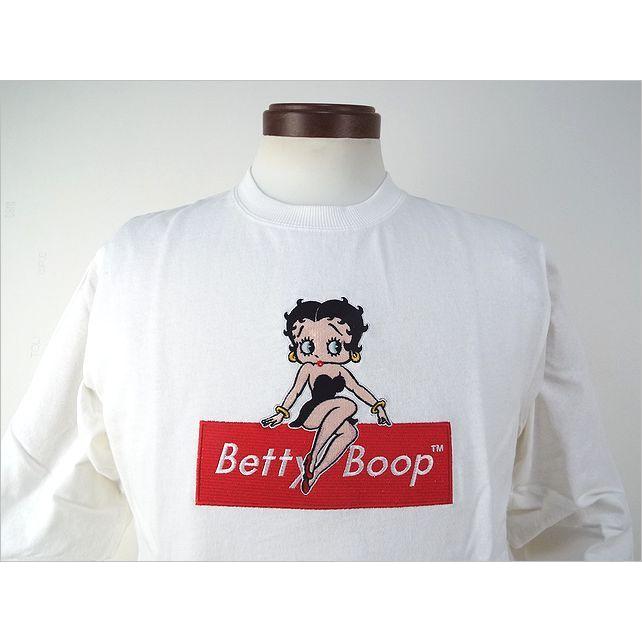 【送料無料 25%OFF】Betty Boop  ベティ ブープ  刺繍仕様長袖Tシャツ   -BOX BETTY-   BE-11   WHITE_Mサイズ｜dragon-agent｜02