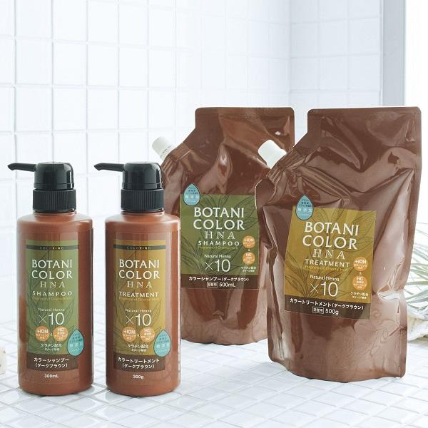 在庫あり Mottoボタニカラーシャンプー ポンプ式 ダークブラウン 300ml
