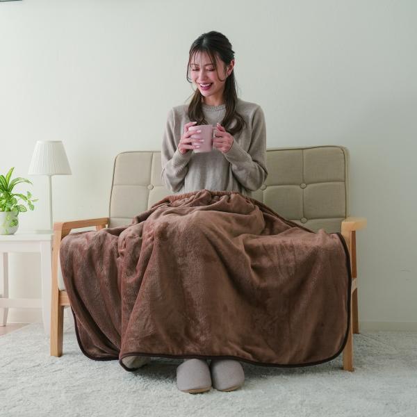 即納】HOTαアルミ入り腰巻きブランケット ブラウン サンファミリー