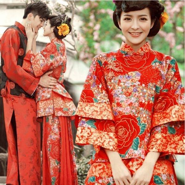 中国風ウェディングドレスチャイナ風 古代宮廷風唐朝唐装・漢服 中国風ウェディングドレスチャイナ風 古代宮廷風唐朝唐装・漢服