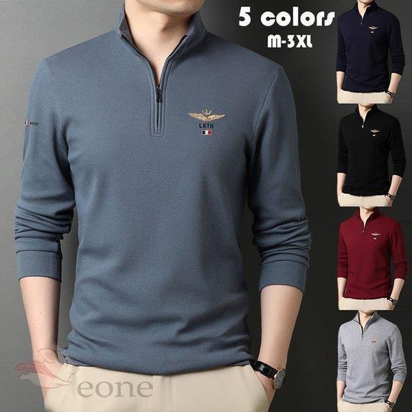 ポロシャツ メンズ 立ち襟 刺繍トップス 大きいサイズ 長袖 ファッショント トレンド ゴルフウェア おしゃれ スポーツ 春秋 ゴルフ シャツ 紳士服 有名人芸能人