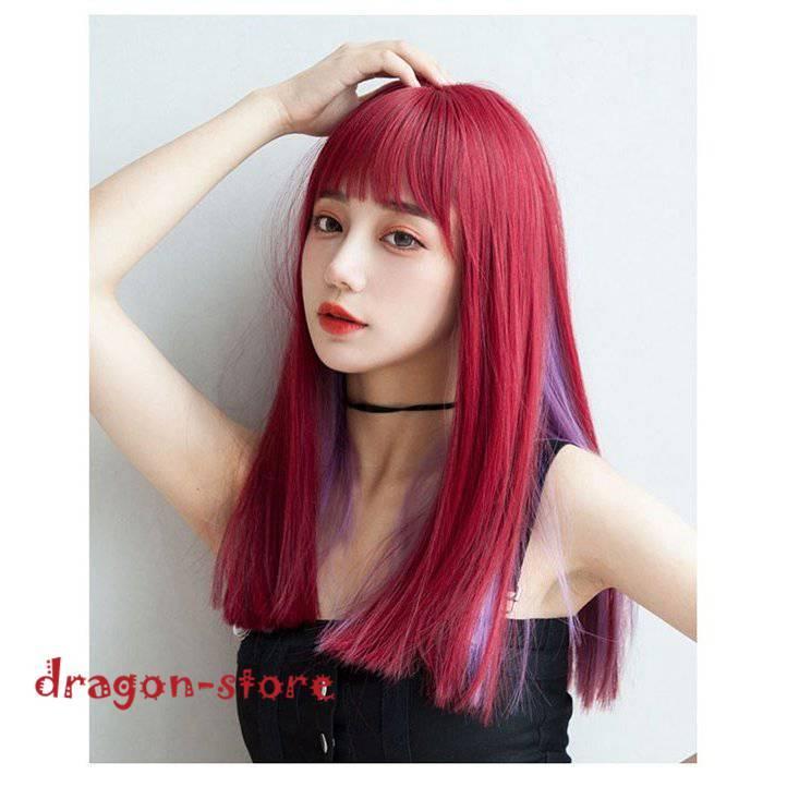ウィッグロングレディースピンクパープルメッシュ紫赤フルウィッグ超自然かつらロリータlolita小顔原宿系耐熱ウィッグ Dragon Store Fulcjy ドラゴンストア 通販 Yahoo ショッピング