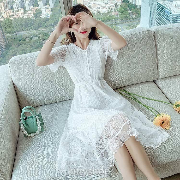 白 レースワンピース 襟付き 可愛い ワンピース 代 30代 夏 レースドレス お嬢様 ホワイトワンピース レース デート お出かけ Dragon Store Kitsud ドラゴンストア 通販 Yahoo ショッピング