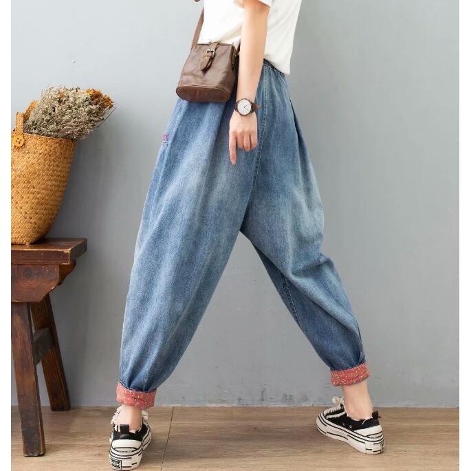 デニムパンツ レディース九分丈ジーパン デニムパンツ 春９分丈ジーンズ 夏 ロールアップ ボトムス 森ガール風 ズボン 刺繍パンツ ジーンズ 全店二点 超特価sale開催