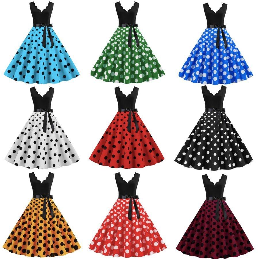 レトロワンピース ノースリーブワンピース フォーマルドレスvネック水玉柄レディースパーティードレス コスプレ仮装ヴィンテージ50年代ドット全店二点 Dragon Store Otounj ドラゴンストア 通販 Yahoo ショッピング