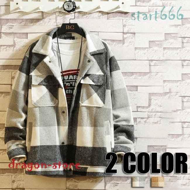メンズムートンジャケットチェックアウタージャケットブルゾン防寒男性用大きいサイズジャケット冬服秋冬メンズ2色 ムートンコート サイズ L I Drain Be