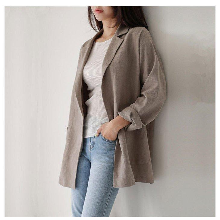 一掃 スーツ ジャケット テーラード 麻混 ウォッシャブル レディース 無地 シンプル 羽織 アウター カジュアル 涼しい 春秋 夏 通勤 Ol 最安値