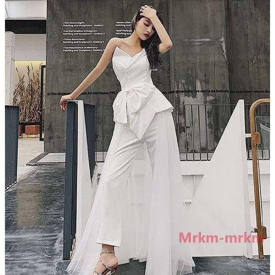 ウエディングドレス パンツ ウエディングパンツ 結婚式のパンツスタイル ウエディングドレス 二次会 花嫁 結婚式 ウエディングドレス 白 Partingchudong Mrkgea ドラゴンストア 通販 Yahoo ショッピング