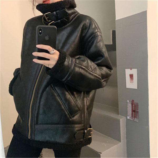 ライダースジャケットレディース 裏ボア ライダース ボリュームネック