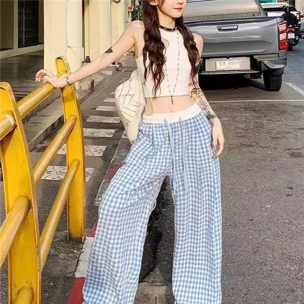 ガウチョパンツ レディース ワイドパンツ 千鳥格子 パンツ 和柄