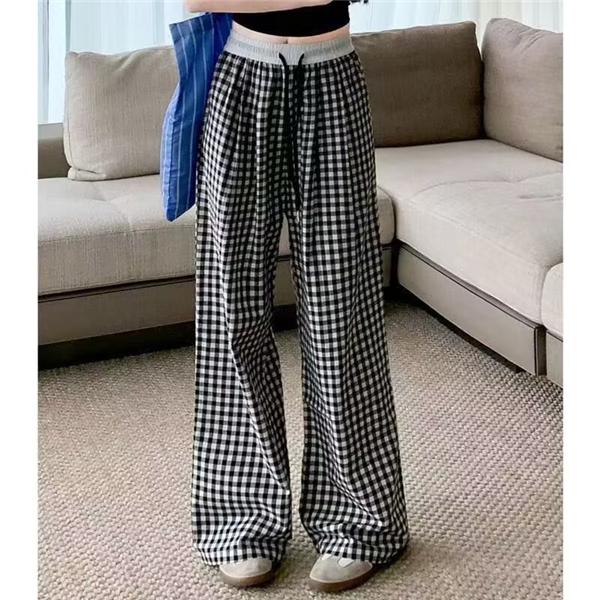 ガウチョパンツ レディース ワイドパンツ 千鳥格子 パンツ 和柄