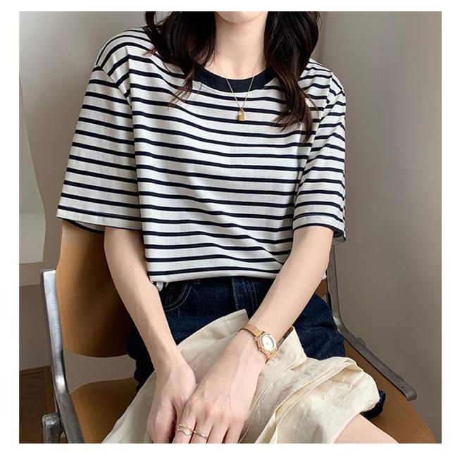 ストライプ柄tシャツ レディース 半袖Tシャツ 半袖 tシャツ マルチ