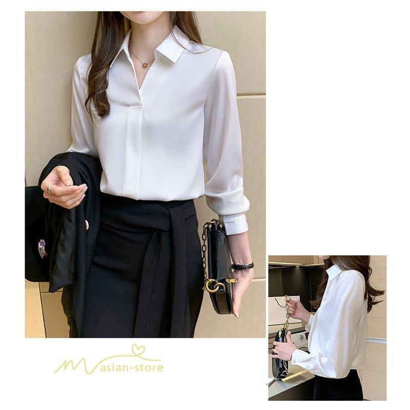 人気沸騰 ブラウス レディース オフィス フォーマル シャツ Vネック きれいめ おしゃれ 代 30代 40代 通勤 上品 着痩せ 韓国 ファッション 長袖 カラー ブルー 画像参照 Www We Job Com