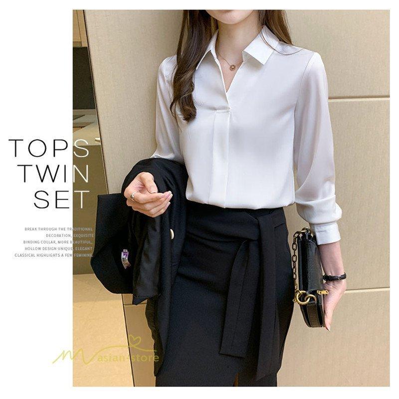 人気沸騰 ブラウス レディース オフィス フォーマル シャツ Vネック きれいめ おしゃれ 代 30代 40代 通勤 上品 着痩せ 韓国 ファッション 長袖 カラー ブルー 画像参照 Www We Job Com