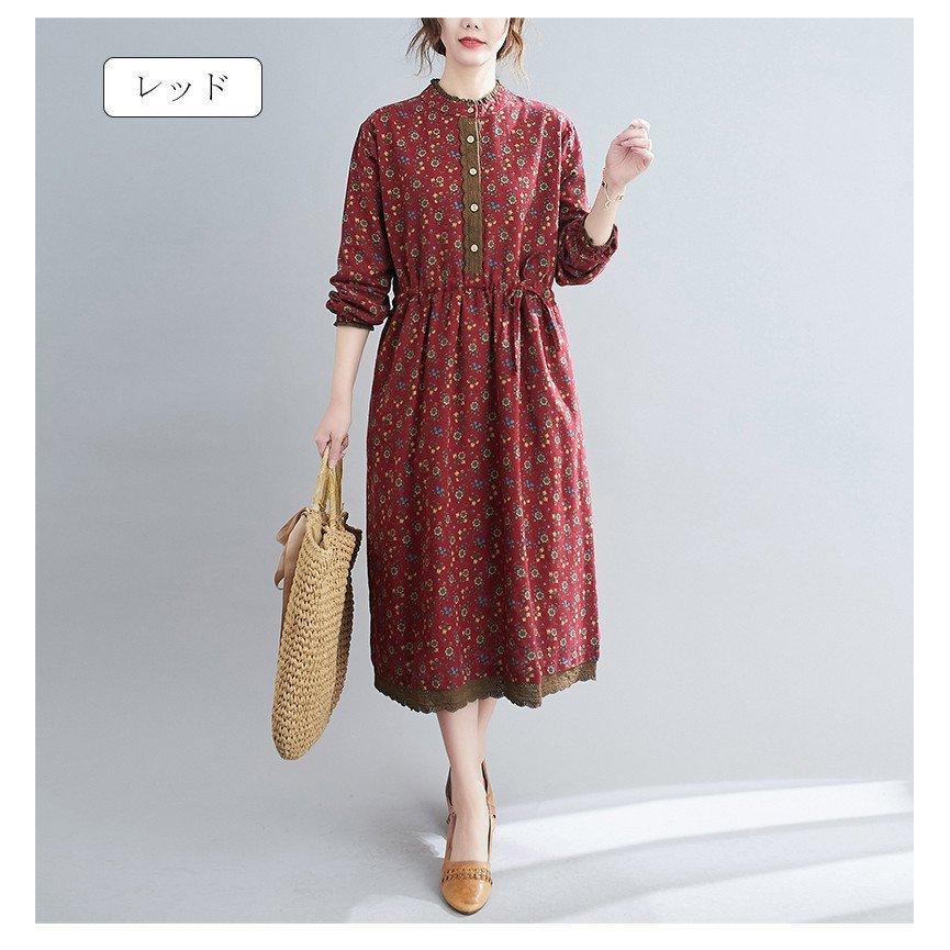 ファッション 国産原料100 ワンピース チュニック ロングワンピース 春 花柄 長袖 ロングワンピ マキシ シャツワンピース 綿麻 体型カバー Uネック レース リネン 秋 Lnzng75kxs Ch1construtora Com Br