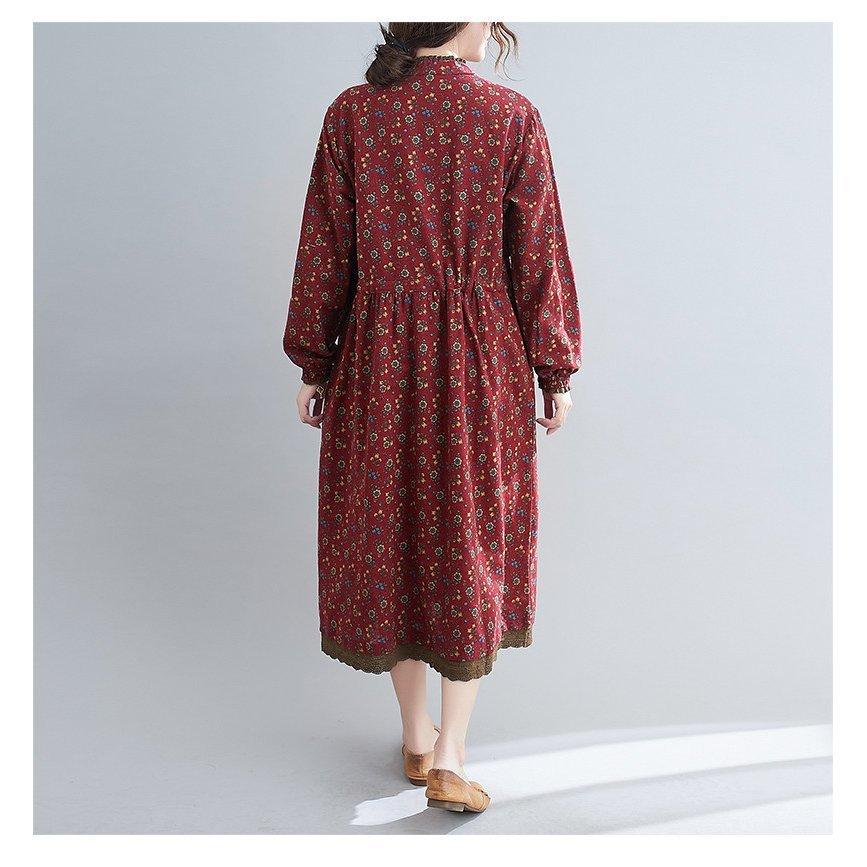 ファッション 国産原料100 ワンピース チュニック ロングワンピース 春 花柄 長袖 ロングワンピ マキシ シャツワンピース 綿麻 体型カバー Uネック レース リネン 秋 Lnzng75kxs Ch1construtora Com Br