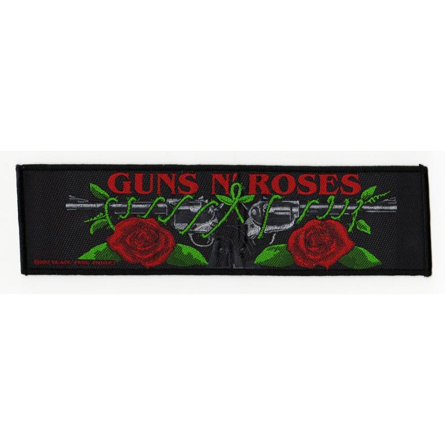 ガンズ アンド ロゼース・GUNS N ROSES・LOGO/ROSES 20cm×5cm 刺繍パッチ ワッペンワッペン｜dragtrain