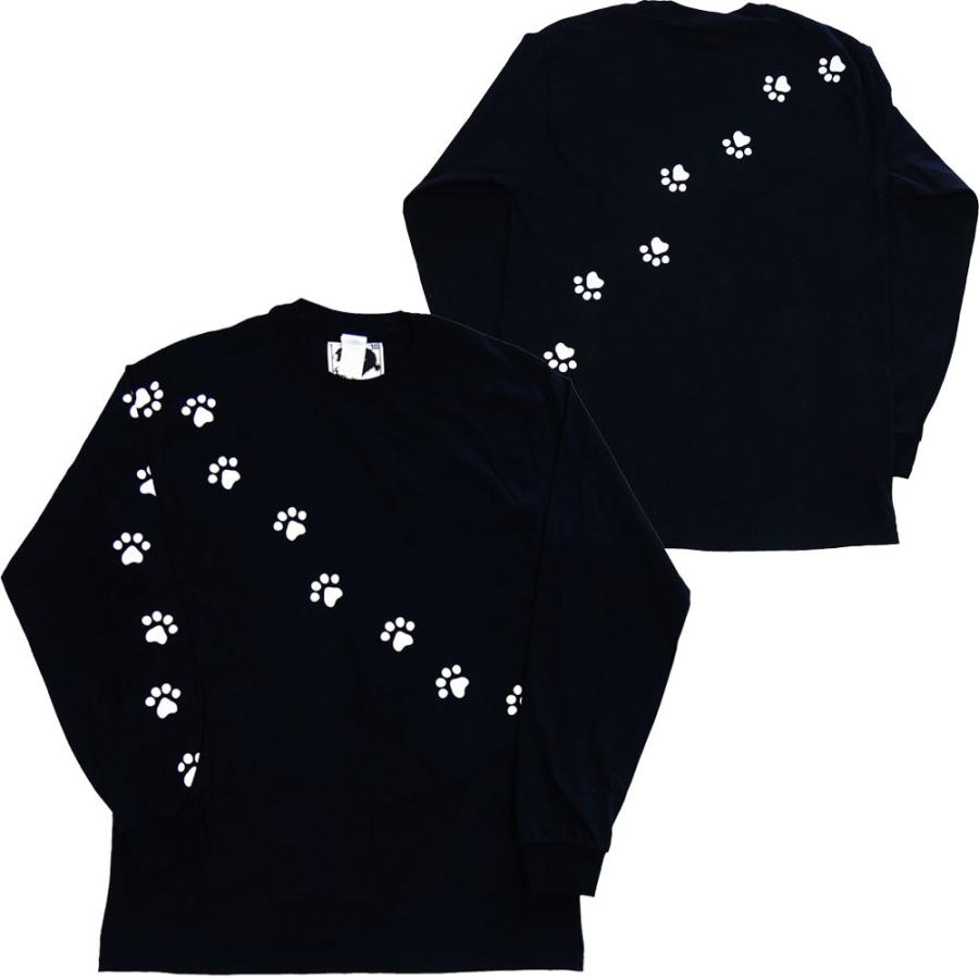 福猫シリーズ・ネコの足跡・肉球・長袖・ロングスリーブ・Tシャツ