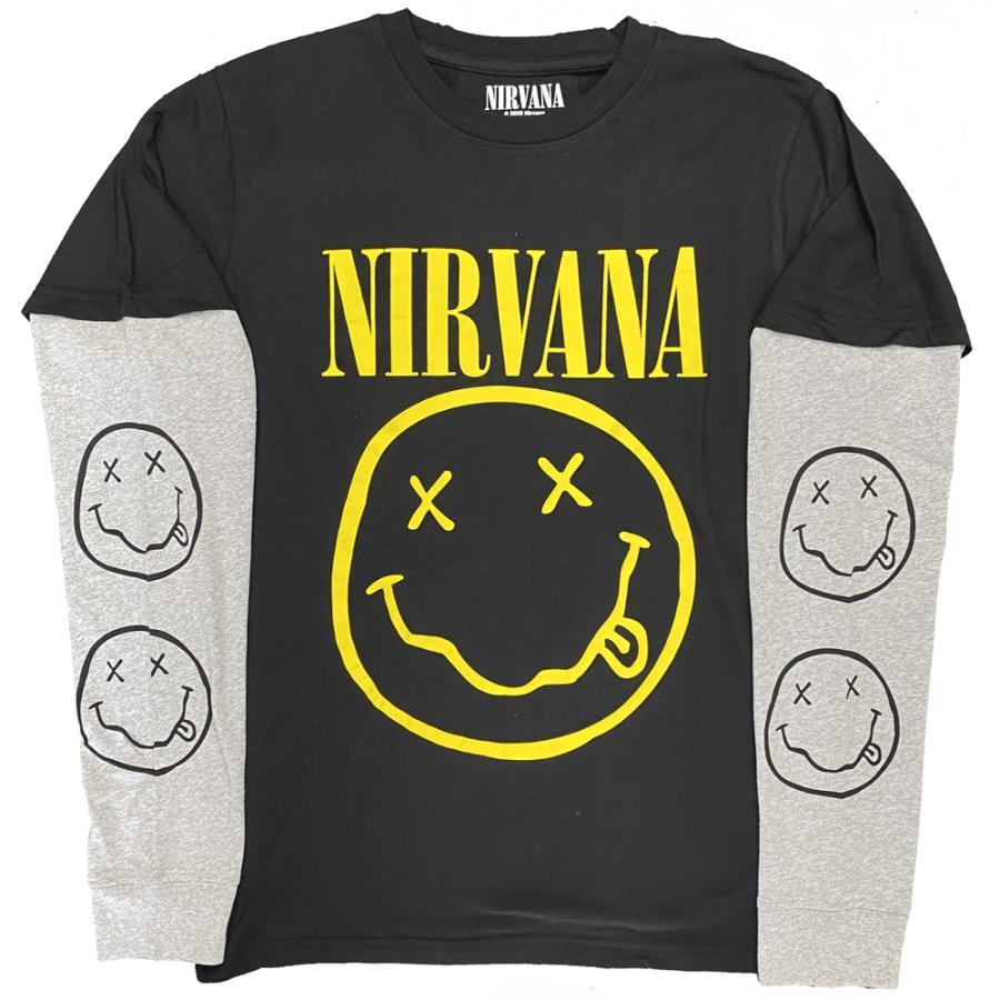 ニルヴァーナ・NIRVANA・HAPPY FACE LAYERED LONG SLEEVE・長袖・ロングスリーブ・Tシャツ・ロックTシャツ | 