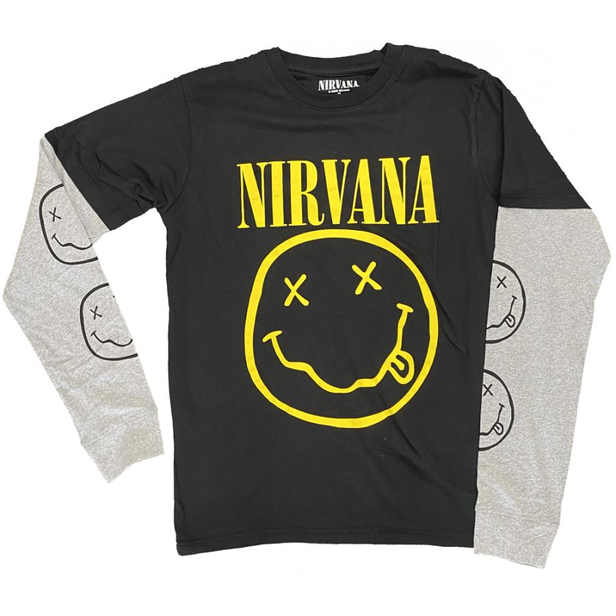 ニルヴァーナ・NIRVANA・HAPPY FACE LAYERED LONG SLEEVE・長袖・ロングスリーブ・Tシャツ・ロックTシャツ |  | 01