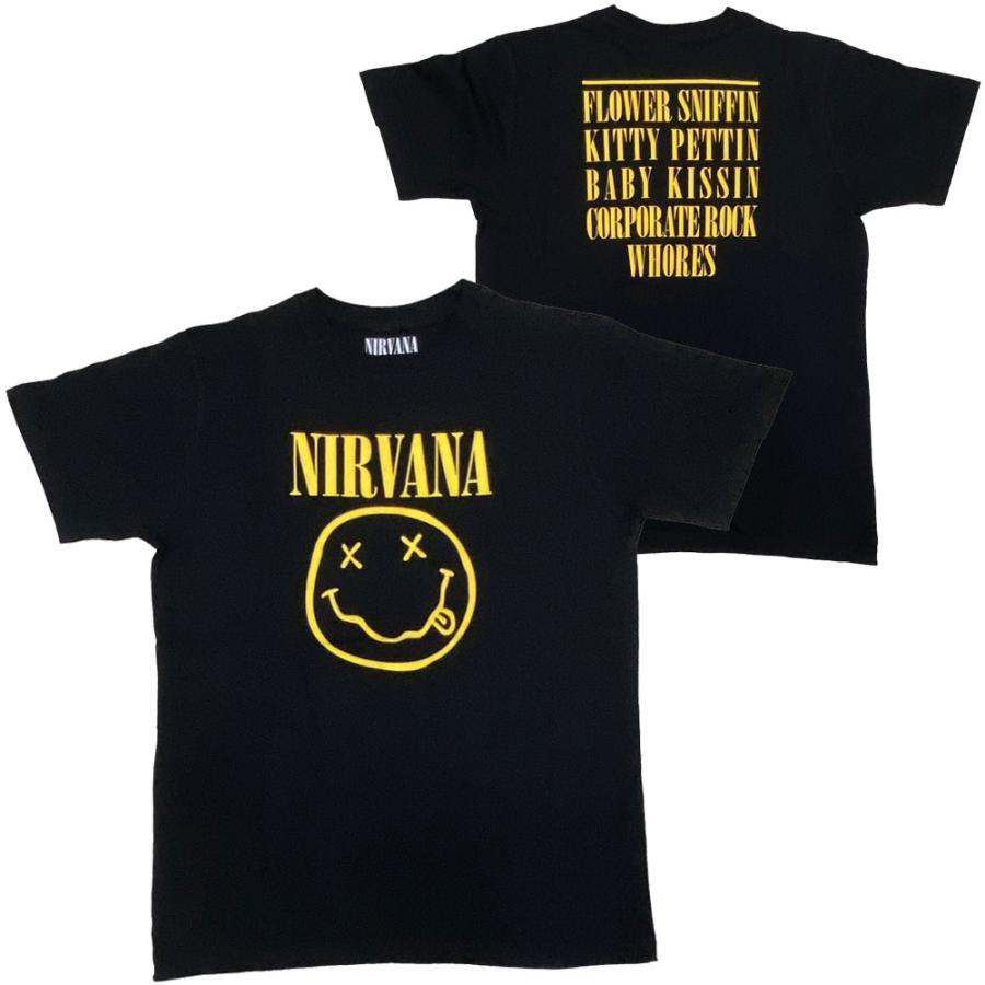 ニルヴァーナ・NIRVANA・YELLOW SMILEY FLOWER SNIFFIN・UK版・Tシャツ・ロックTシャツ・大きいサイズS-XXLサイズ | 