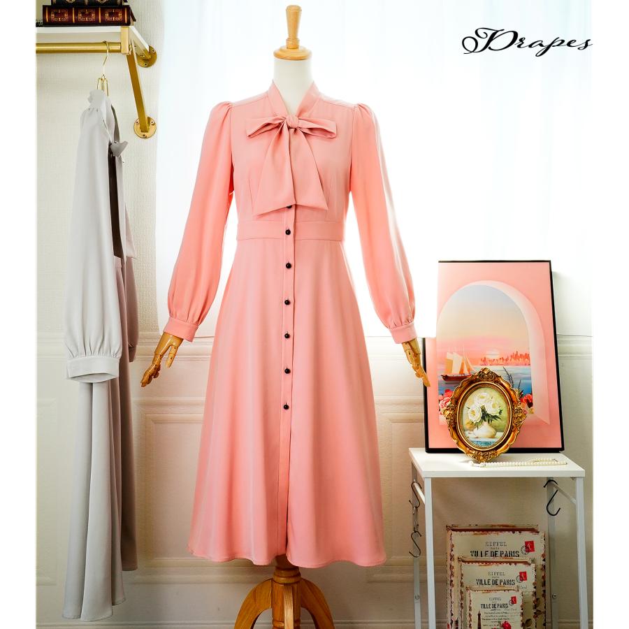 ボウタイワンピース ワンピース レディース ドレス フィットアンド