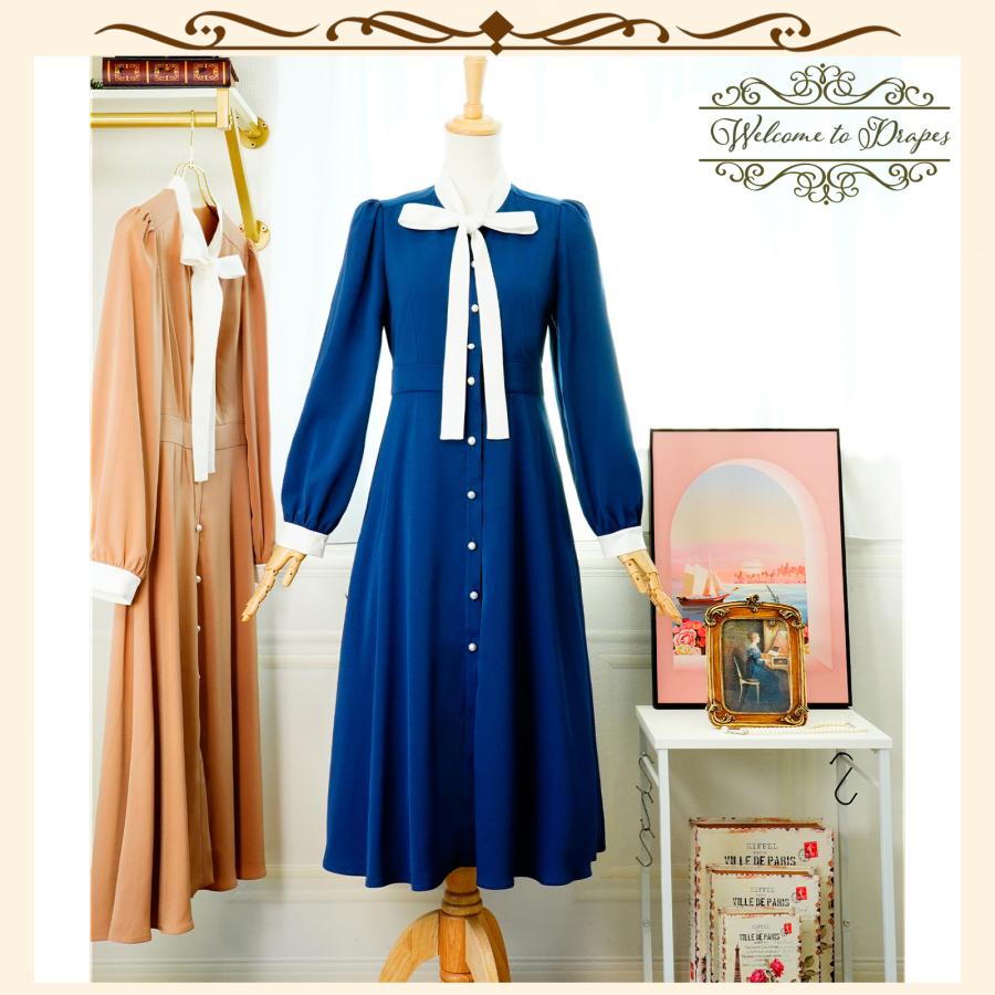 極美品★Christian Dior★現行★シルク★ボウタイ★ロングワンピース 長ボウタイ ロングワンピース ワンピース レディース ドレス フィット