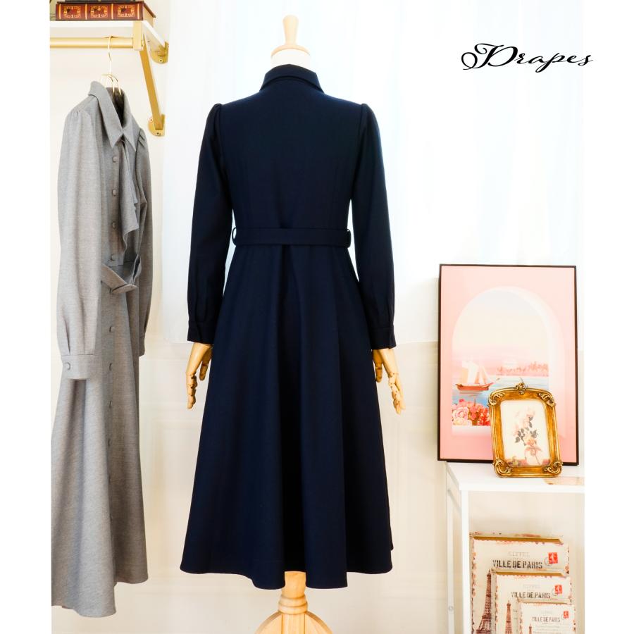 ワンピース シャツワンピース ネイビー 受験 ママ 入学式 入園式 30代