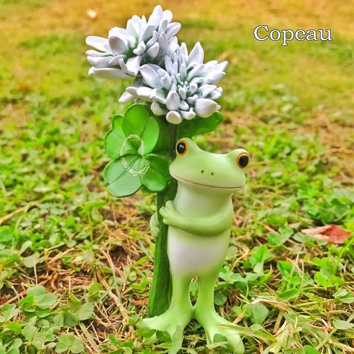Copeau(コポー） コポー　クローバーとカエル 71451 かえる カエル copeau 雑貨 置き物 置物 小物 ガーデン ミニチュア ダイカイ | 
