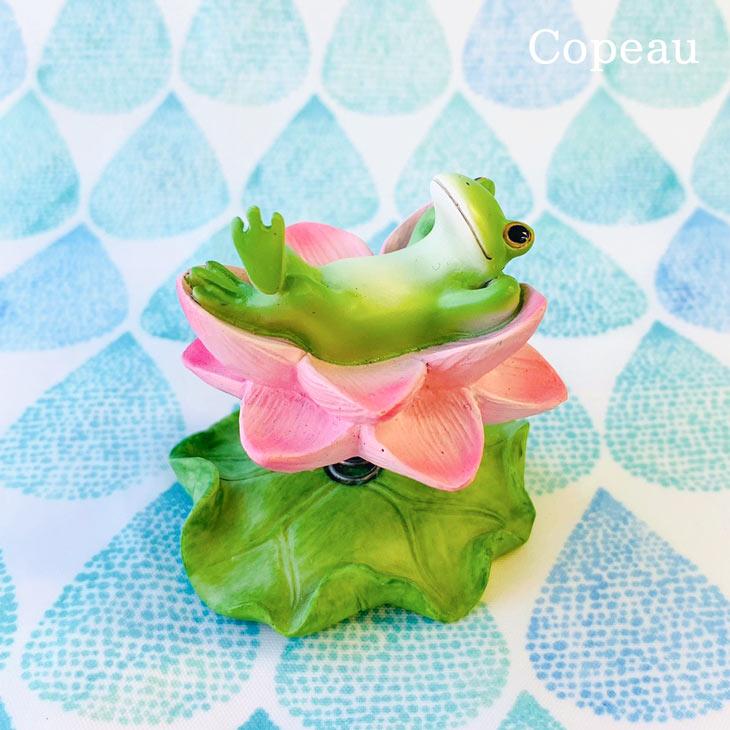 Copeau(コポー） コポー　ゆらゆら　蓮の花の上で 74191 かえる カエル copeau 雑貨 置き物 置物 小物 ガーデン ミニチュア ダイカイ | 