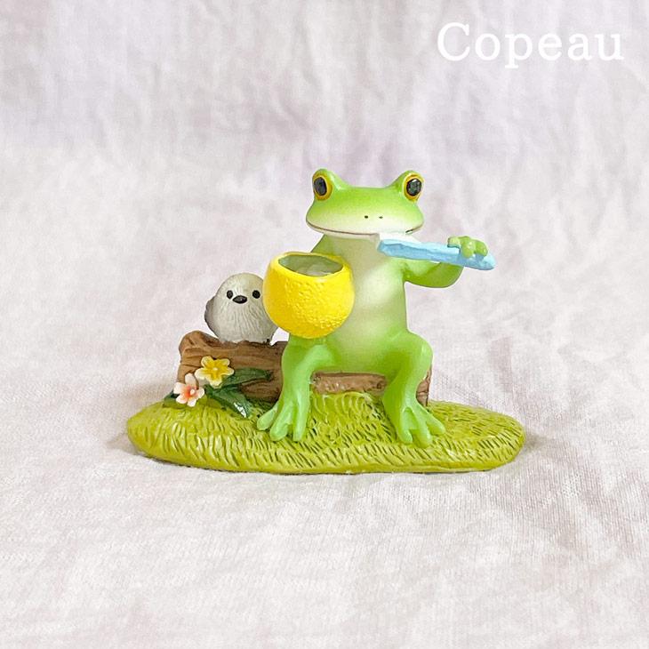 Copeau(コポー） コポー　シマエナガと歯磨きするカエル 74467 かえる カエル copeau 雑貨 置き物 置物 小物 ガーデン ミニチュア ダイカイ | 