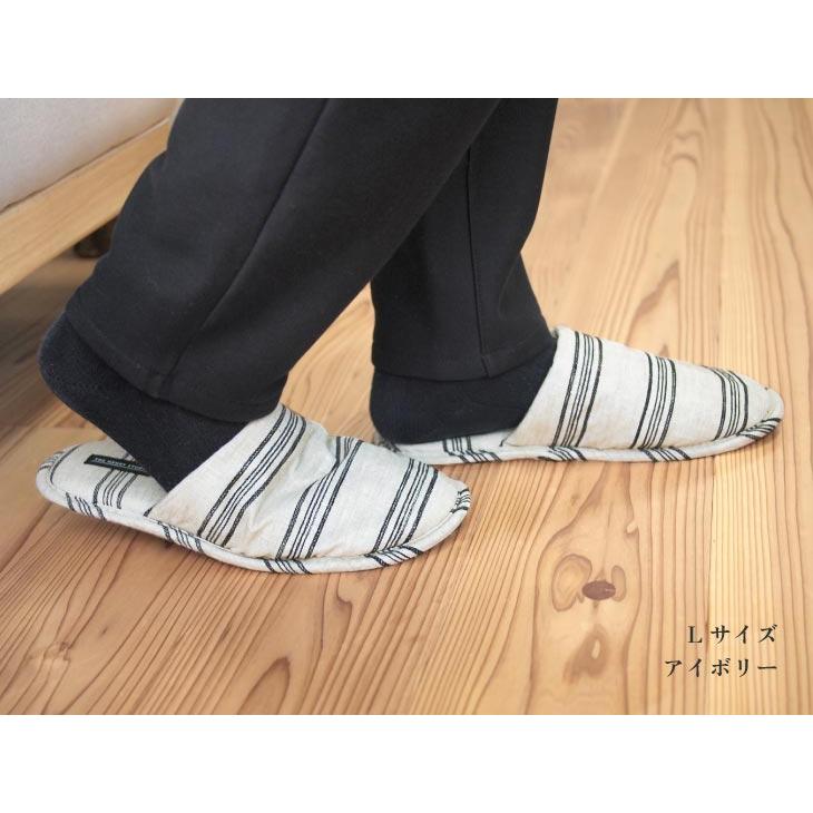 HENRY　STUDIO（ヘンリースタジオ） ヘンリースタジオ  もちもち甲部 ボーダースリッパ M アイボリー |  | 14