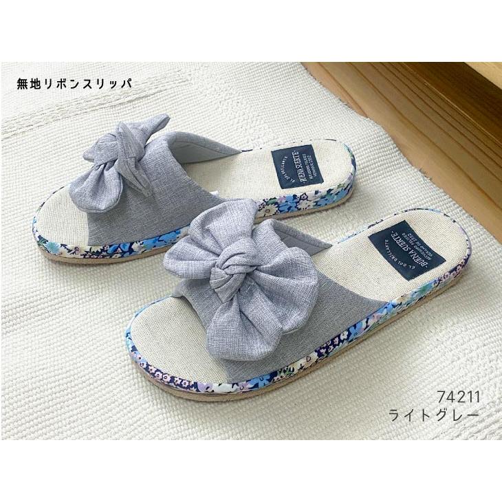 Summer slippers(サマ―スリッパ) サマースリッパ　花柄サイド　無地リボンスリッパ |  | 15
