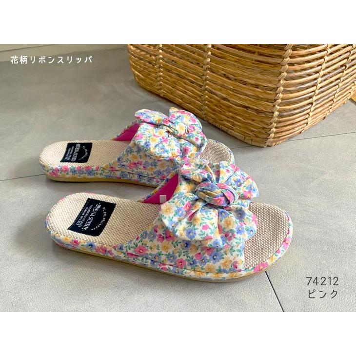 Summer slippers(サマ―スリッパ) サマースリッパ　花柄サイド　無地リボンスリッパ |  | 16