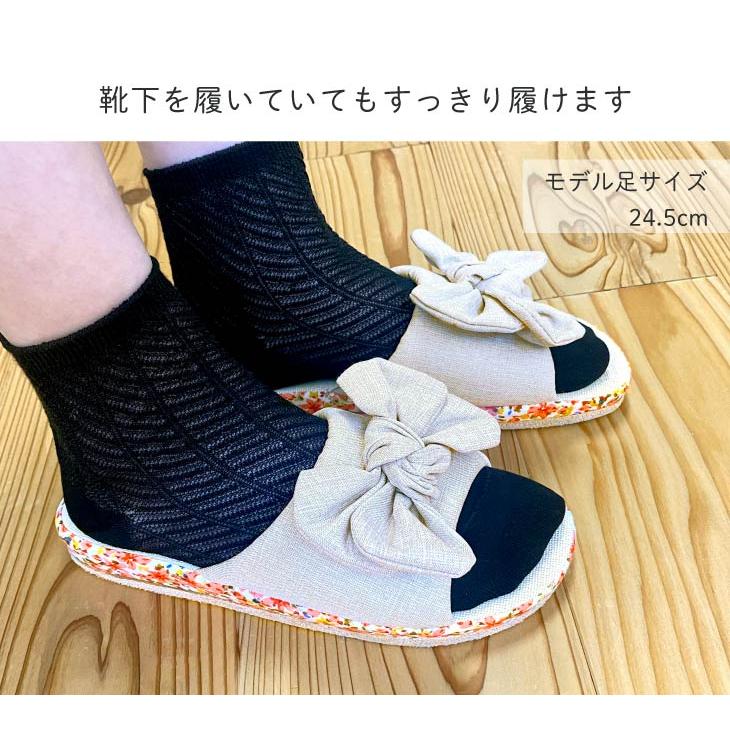 Summer slippers(サマ―スリッパ) サマースリッパ　花柄サイド　無地リボンスリッパ |  | 18