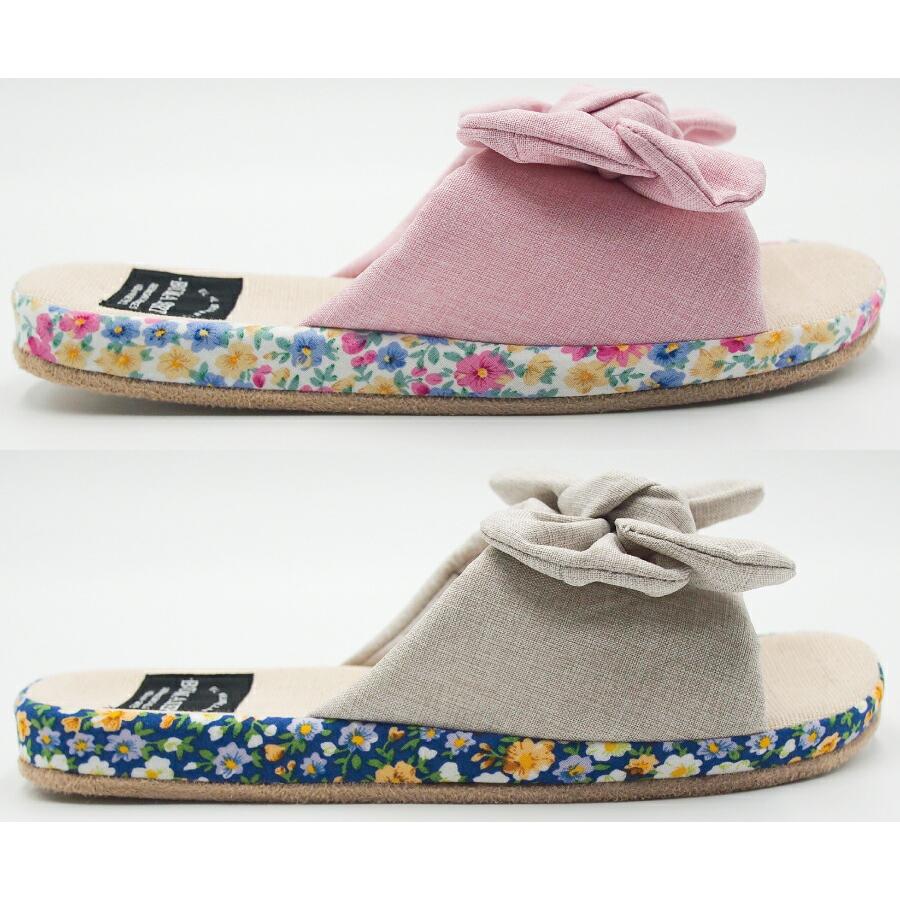 Summer slippers(サマ―スリッパ) サマースリッパ花柄サイド リボンスリッパMサイズ ポップベージュ |  | 04