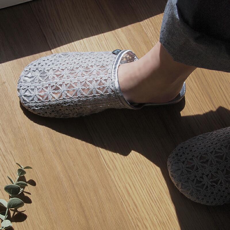 Piede(ピエーデ) ピエーデメッシュレーススリッパMサイズ フラワーベージュ |  | 03