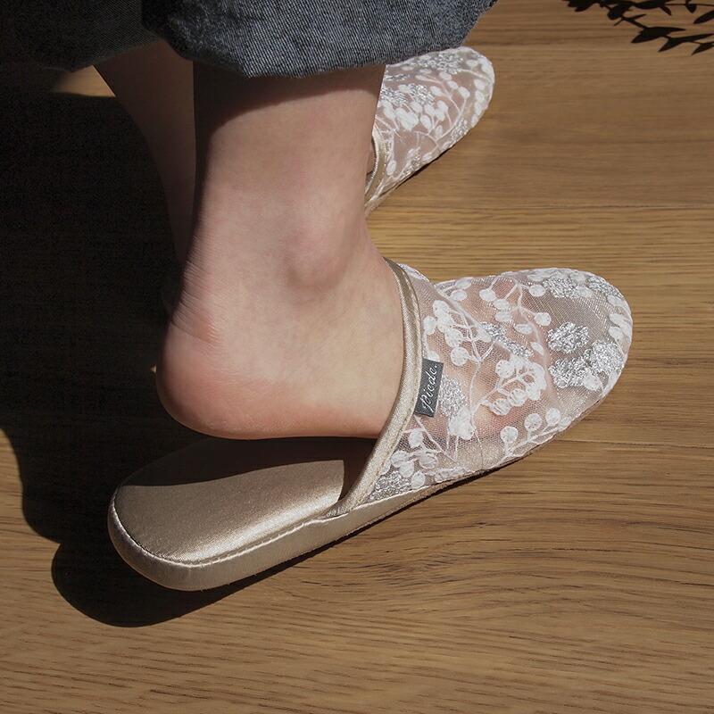 Piede(ピエーデ) ピエーデメッシュレーススリッパMサイズ フラワーベージュ |  | 07