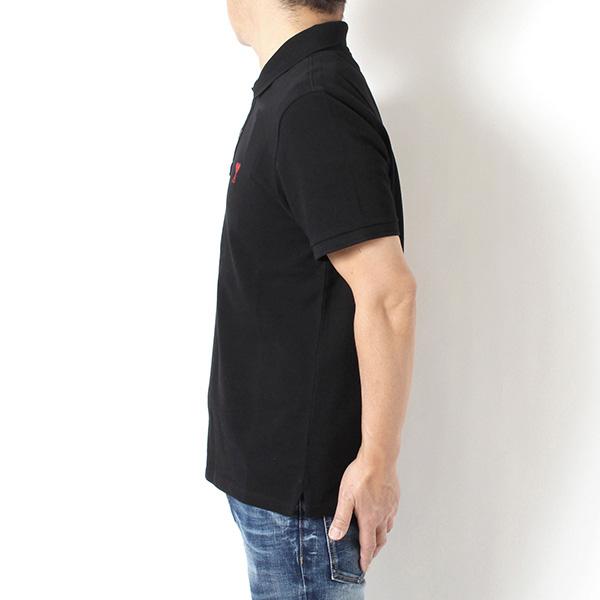 26SSモデル アミ アレクサンドル マテュッシ AMI Alexandre Mattiussi AMI DE COEUR 鹿の子ポロシャツ【001 BLACK】 BFUPL001.760 001/【2026SS】m-tops