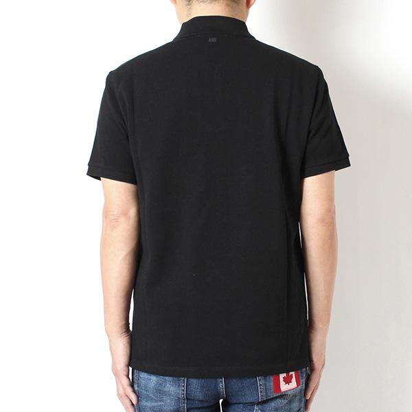 26SSモデル アミ アレクサンドル マテュッシ AMI Alexandre Mattiussi AMI DE COEUR 鹿の子ポロシャツ【001 BLACK】 BFUPL001.760 001/【2026SS】m-tops