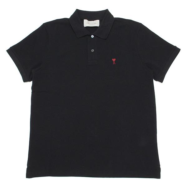 26SSモデル アミ アレクサンドル マテュッシ AMI Alexandre Mattiussi AMI DE COEUR 鹿の子ポロシャツ【001 BLACK】 BFUPL001.760 001/【2026SS】m-tops