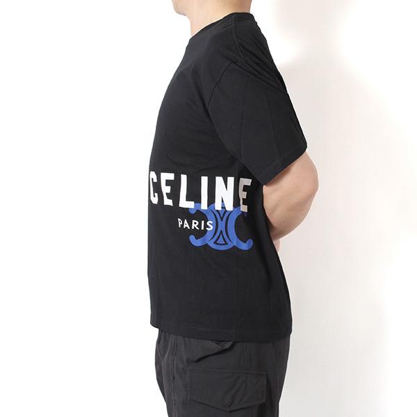 26SSモデル セリーヌ CELINE ロゴ+トリオンフプリント Tシャツ【ブラック】 RX0HV1242 GDU0/【2026SS】m-topsの画像
