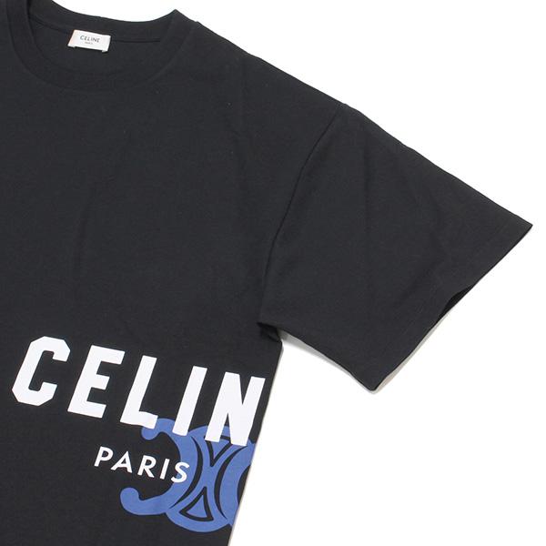 26SSモデル セリーヌ CELINE ロゴ+トリオンフプリント Tシャツ【ブラック】 RX0HV1242 GDU0/【2026SS】m-topsの画像