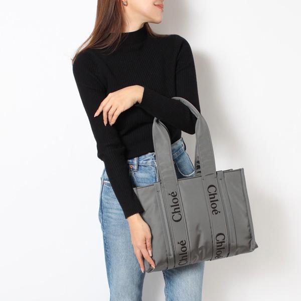 Chloe（クロエ） WOODY ミディアム トートバッグ【066 ELEPANT GREY