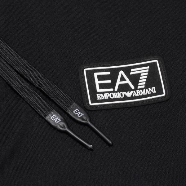 エンポリオアルマーニ EMPORIO ARMANI EA7 フードスリーブロゴ プルオーバーパーカー【ブラック+ホワイトロゴ】 6RPM13