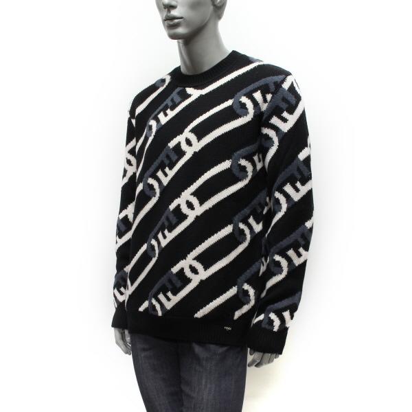 FENDI フェンディ ロゴチェーンモチーフインターシャ ニット